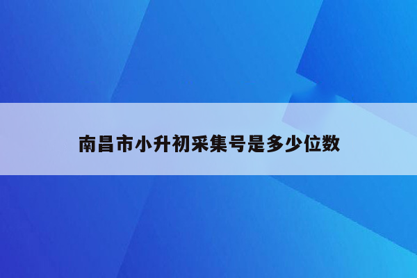 南昌市小升初采集号是多少位数