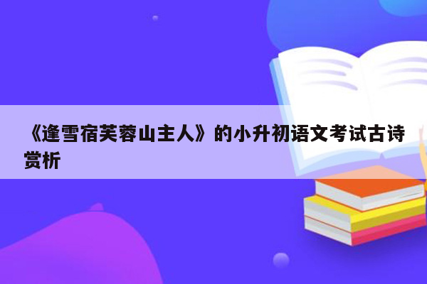 《逢雪宿芙蓉山主人》的小升初语文考试古诗赏析