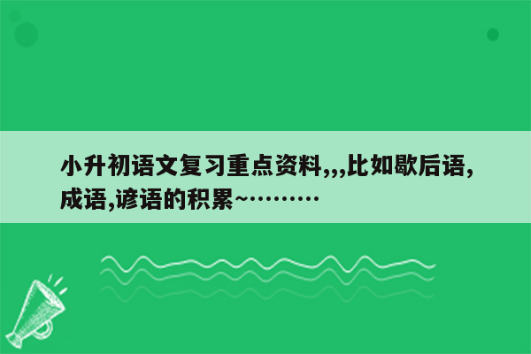 小升初语文复习重点资料,,,比如歇后语,成语,谚语的积累～………