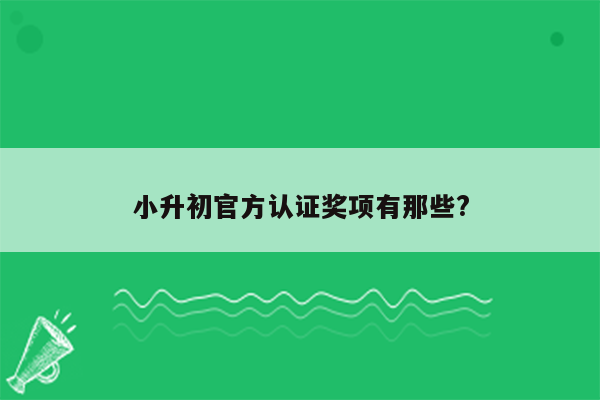 小升初官方认证奖项有那些?