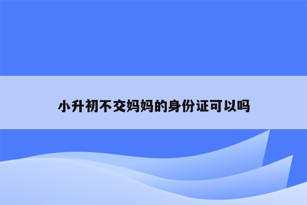 小升初不交妈妈的身份证可以吗