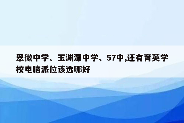 翠微中学、玉渊潭中学、57中,还有育英学校电脑派位该选哪好