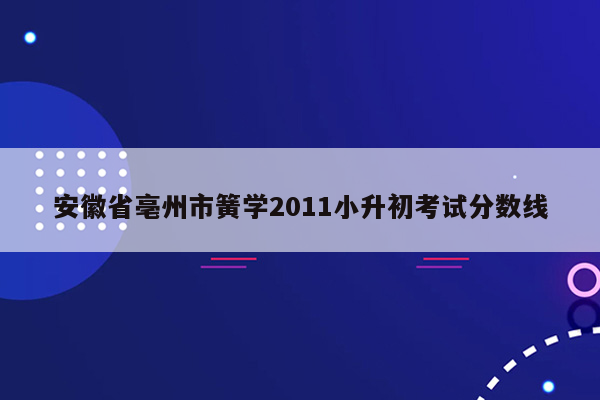 安徽省亳州市簧学2011小升初考试分数线