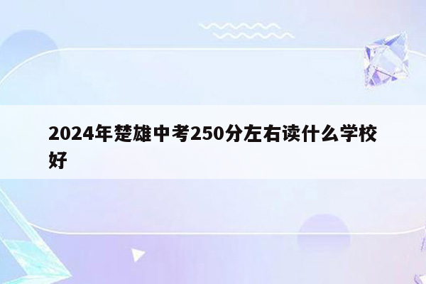 2024年楚雄中考250分左右读什么学校好