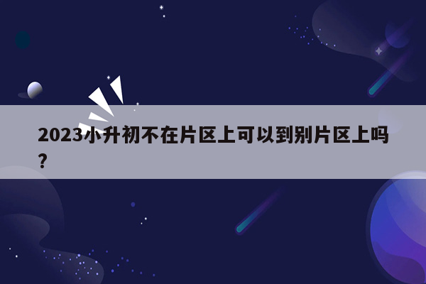 2023小升初不在片区上可以到别片区上吗?