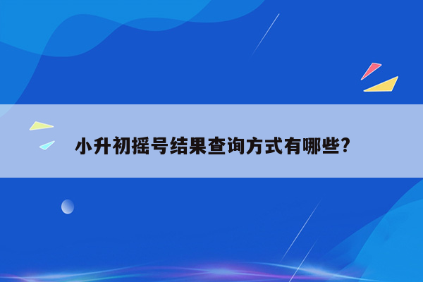 小升初摇号结果查询方式有哪些?