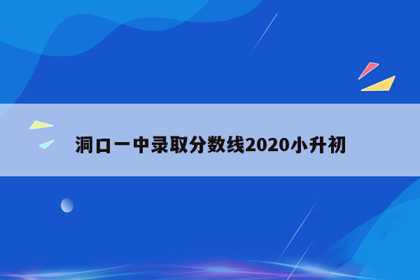 洞口一中录取分数线2020小升初