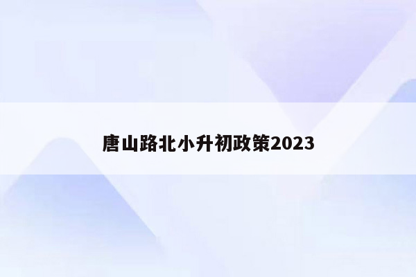 唐山路北小升初政策2023