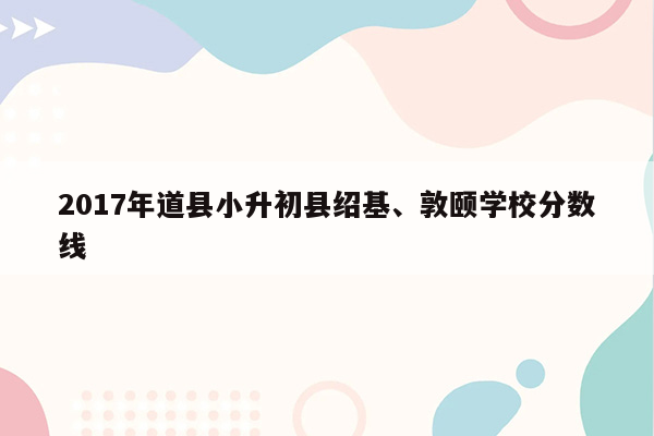 2017年道县小升初县绍基、敦颐学校分数线