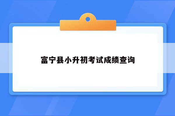 富宁县小升初考试成绩查询