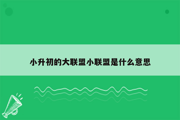 小升初的大联盟小联盟是什么意思