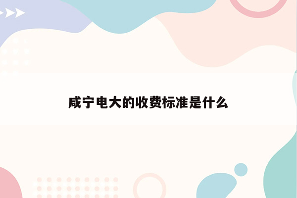 咸宁电大的收费标准是什么