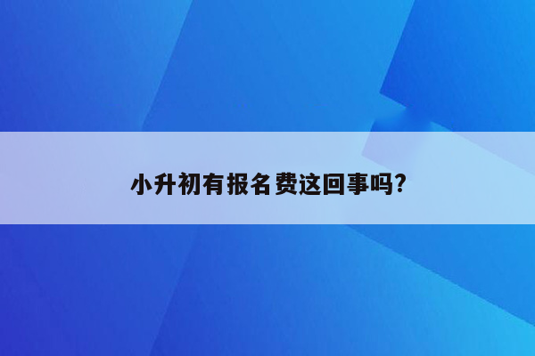 小升初有报名费这回事吗?