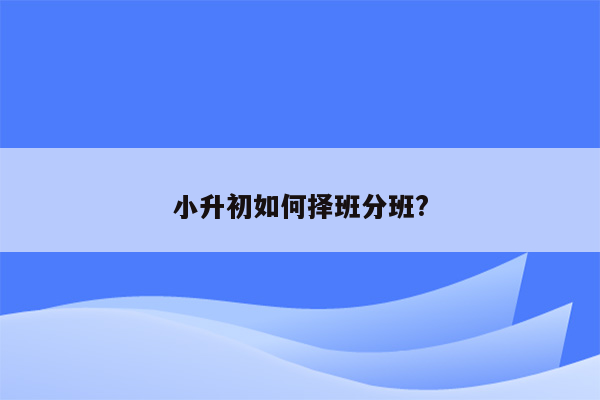 小升初如何择班分班?