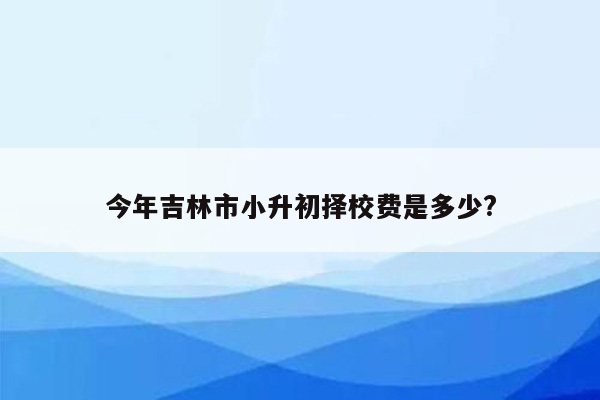 今年吉林市小升初择校费是多少?