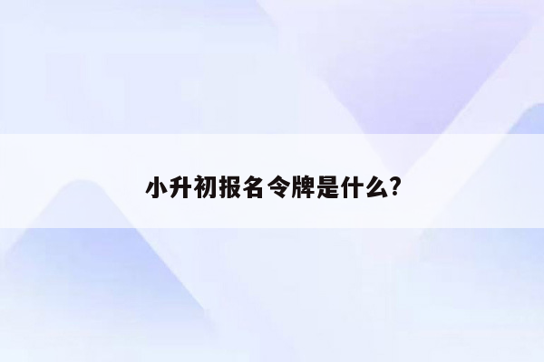 小升初报名令牌是什么?