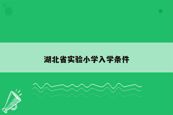 湖北省实验小学入学条件