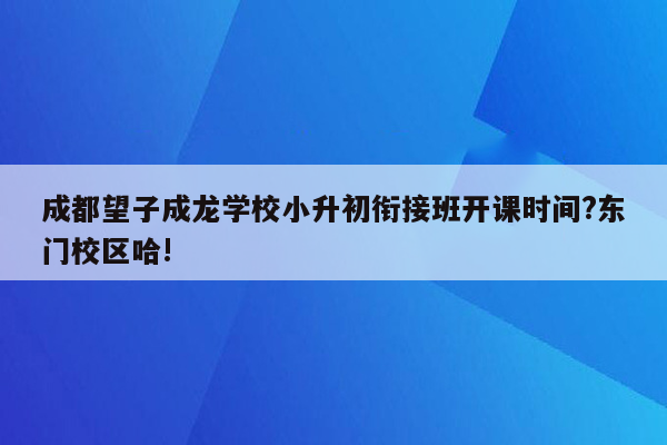 成都望子成龙学校小升初衔接班开课时间?东门校区哈!