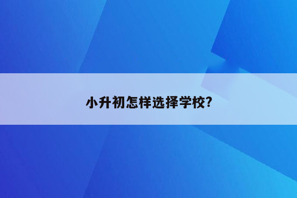 小升初怎样选择学校?