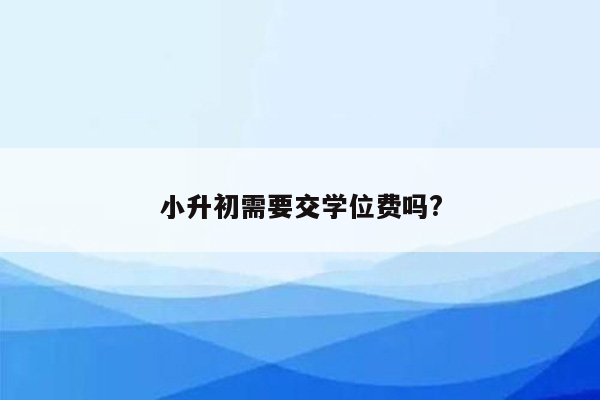 小升初需要交学位费吗?