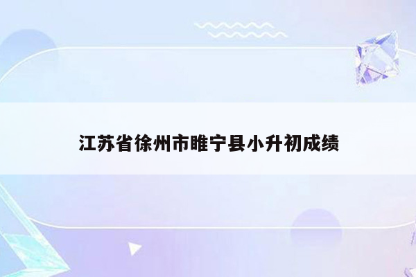 江苏省徐州市睢宁县小升初成绩