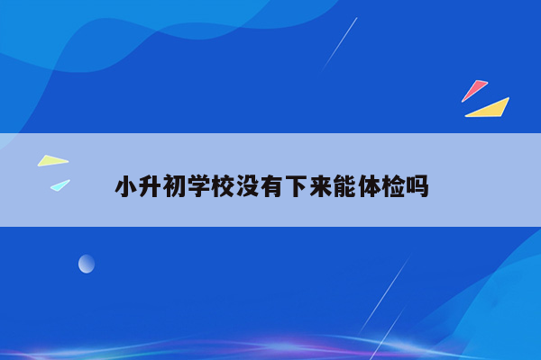 小升初学校没有下来能体检吗