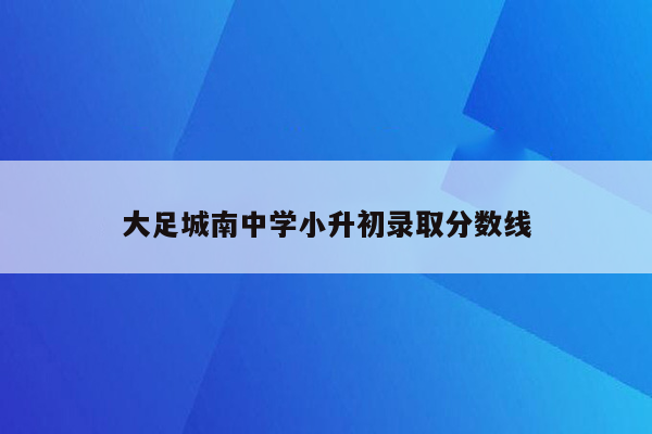 大足城南中学小升初录取分数线