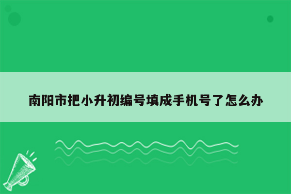 南阳市把小升初编号填成手机号了怎么办