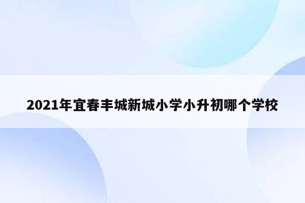 2021年宜春丰城新城小学小升初哪个学校