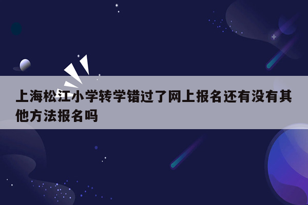 上海松江小学转学错过了网上报名还有没有其他方法报名吗