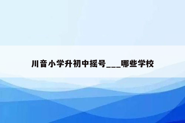 川音小学升初中摇号___哪些学校