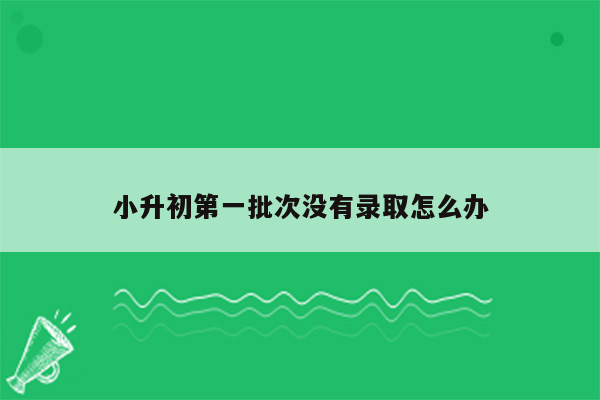 小升初第一批次没有录取怎么办