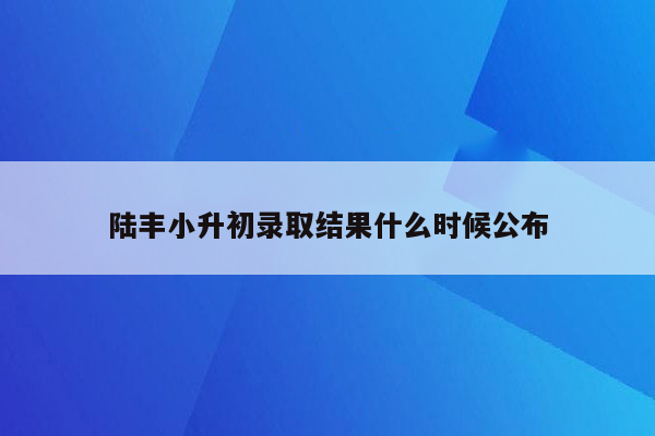 陆丰小升初录取结果什么时候公布