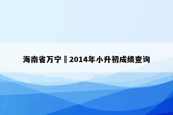 海南省万宁巿2014年小升初成绩查询