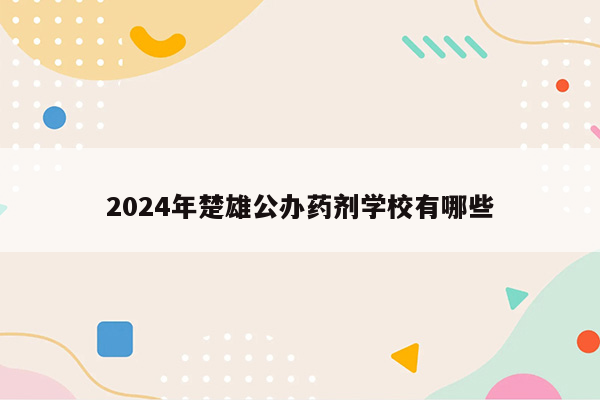 2024年楚雄公办药剂学校有哪些