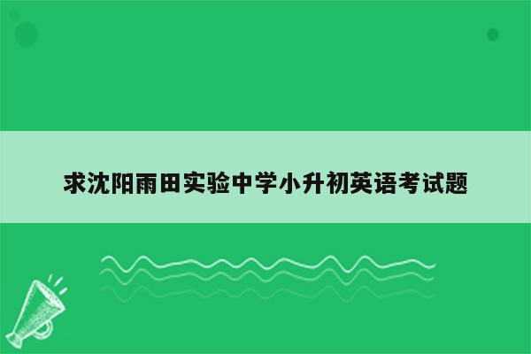 求沈阳雨田实验中学小升初英语考试题