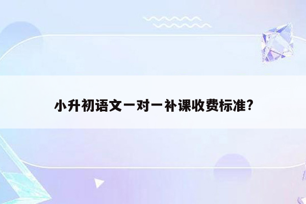 小升初语文一对一补课收费标准?