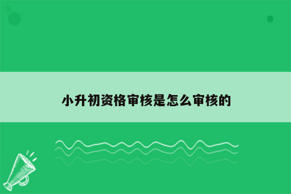 小升初资格审核是怎么审核的