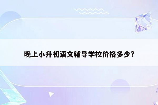 晚上小升初语文辅导学校价格多少?