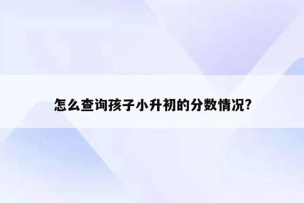 怎么查询孩子小升初的分数情况?