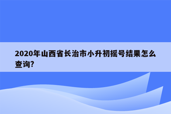 2020年山西省长治市小升初摇号结果怎么查询?