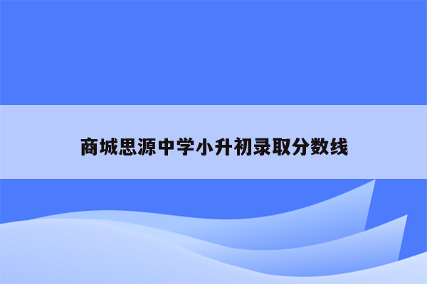 商城思源中学小升初录取分数线