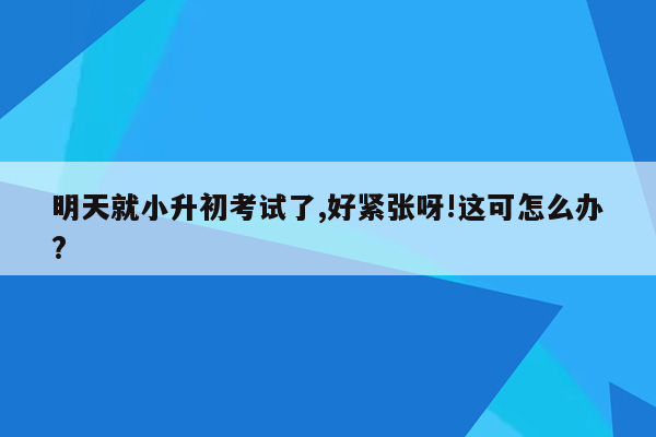 明天就小升初考试了,好紧张呀!这可怎么办?