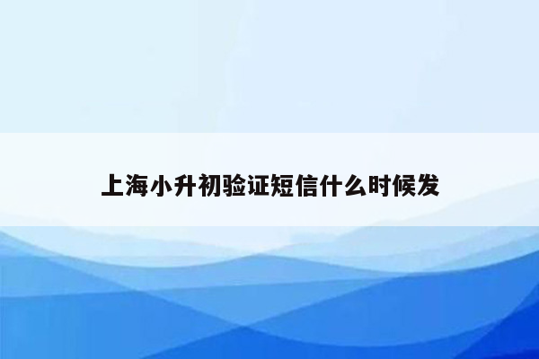 上海小升初验证短信什么时候发