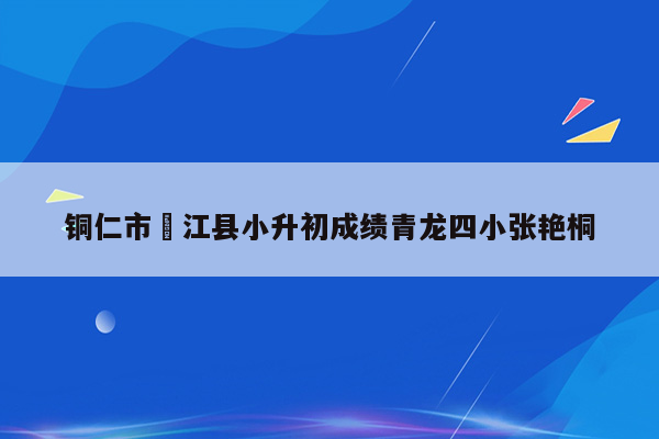 铜仁市徳江县小升初成绩青龙四小张艳桐