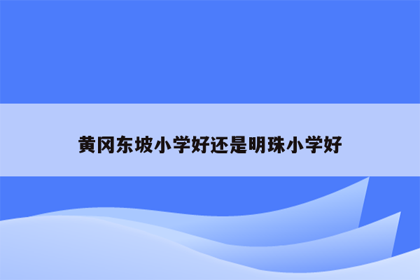 黄冈东坡小学好还是明珠小学好