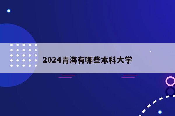 2024青海有哪些本科大学