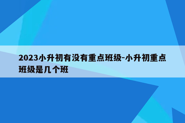 2023小升初有没有重点班级-小升初重点班级是几个班