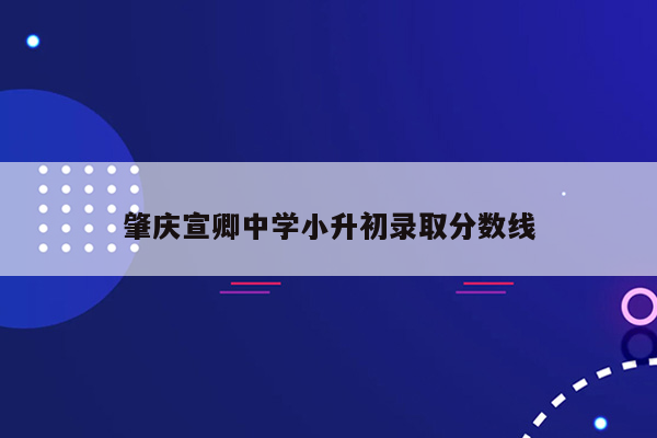 肇庆宣卿中学小升初录取分数线