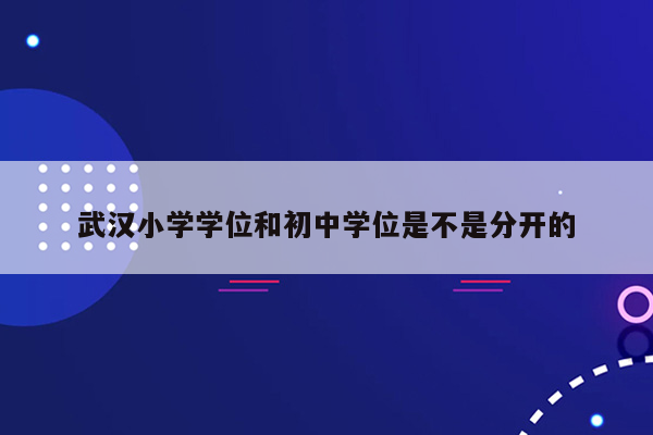 武汉小学学位和初中学位是不是分开的